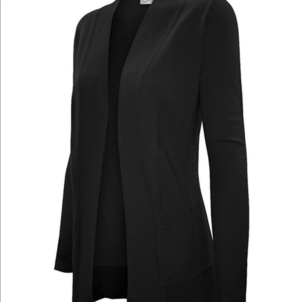 2 Women's Solid Basic Open Front Pockets Knit Swea - image 2